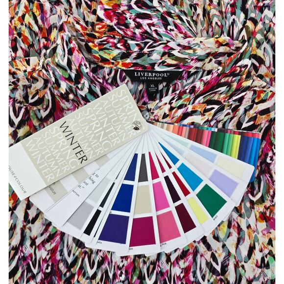 Liverpool Los Angeles Abstract Feather Print Button-Up Top – XL - Picture 5 of 8